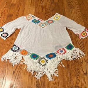 ASHA Woman’s White Fringe Crochet Top One Size